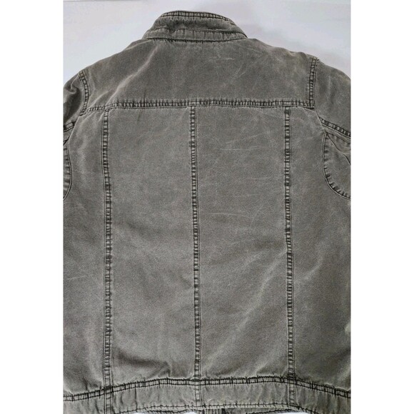 Levis Mens M Washed Cotton Military Jacket Olive Green Sherpa Lined Full Zip - Picture 11 of 14